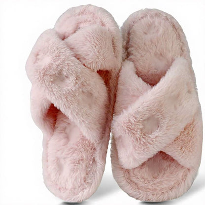 Cross Band Plush Open Toe Slippers - Pink - EU44-45(US9-10) - image 9