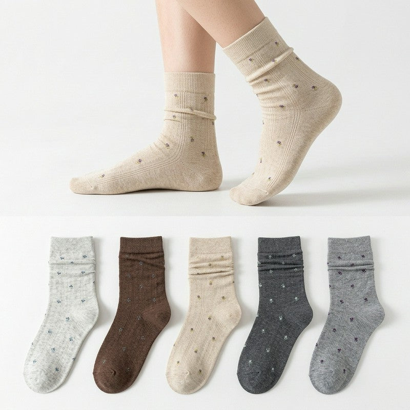 Casual Cotton Blend Crew Socks(5 Pairs) - Multicolor - EU35-40 (US2-7) - image 0