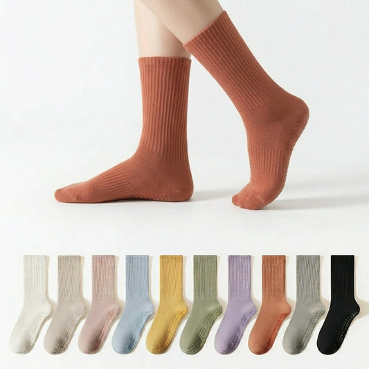 Soft Ribbed Cotton Blend Yoga Socks(4 Pairs) - image 0