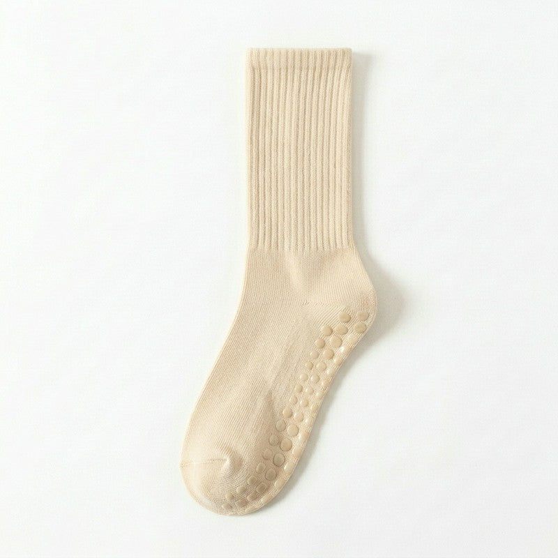 Soft Ribbed Cotton Blend Yoga Socks(4 Pairs) - Beige+Yellow+Purple+Black - EU35-40(US2-7) - image 4