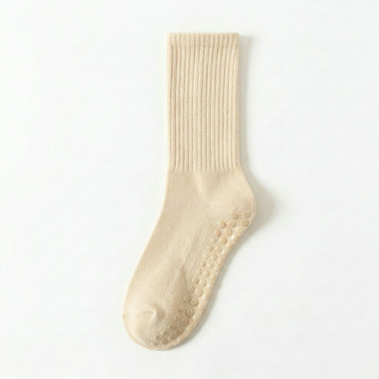 Soft Ribbed Cotton Blend Yoga Socks(4 Pairs) - Beige+Yellow+Purple+Black - EU35-40(US2-7) - image 4
