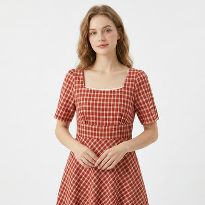 Vintage Gingham Lace Maxi Dress - image 8