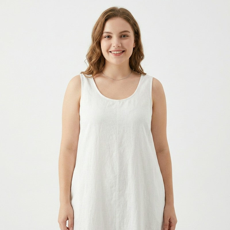 Relaxed Sleeveless Cotton Midi Dress - image 8
