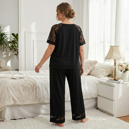 V Neck Lace Trim Pajama Set - image 2