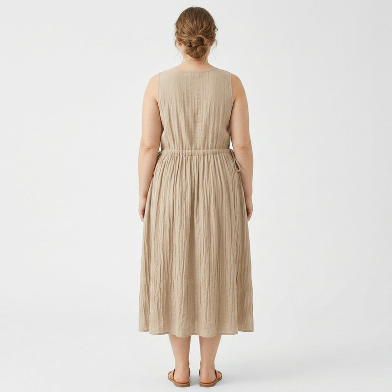 Ramie Lyocell Drawstring Midi Dress - image 7