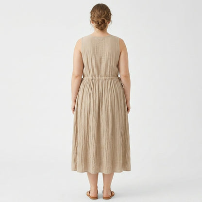 Ramie Lyocell Drawstring Midi Dress - image 7