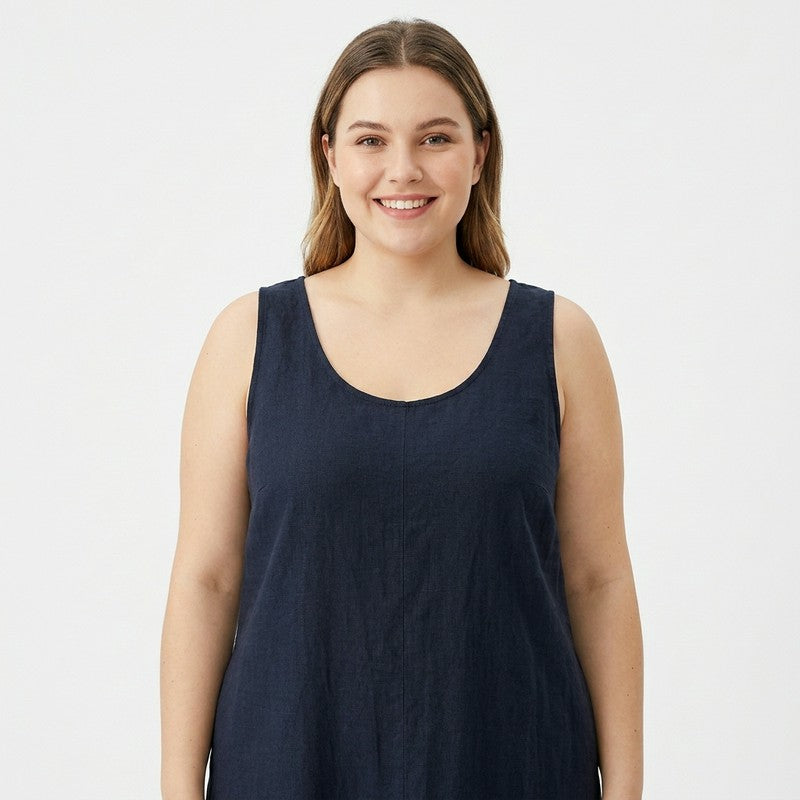 Relaxed Sleeveless Cotton Midi Dress - image 5