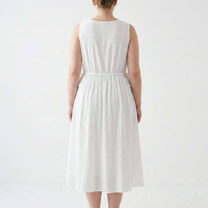 Ramie Lyocell Drawstring Midi Dress - image 2