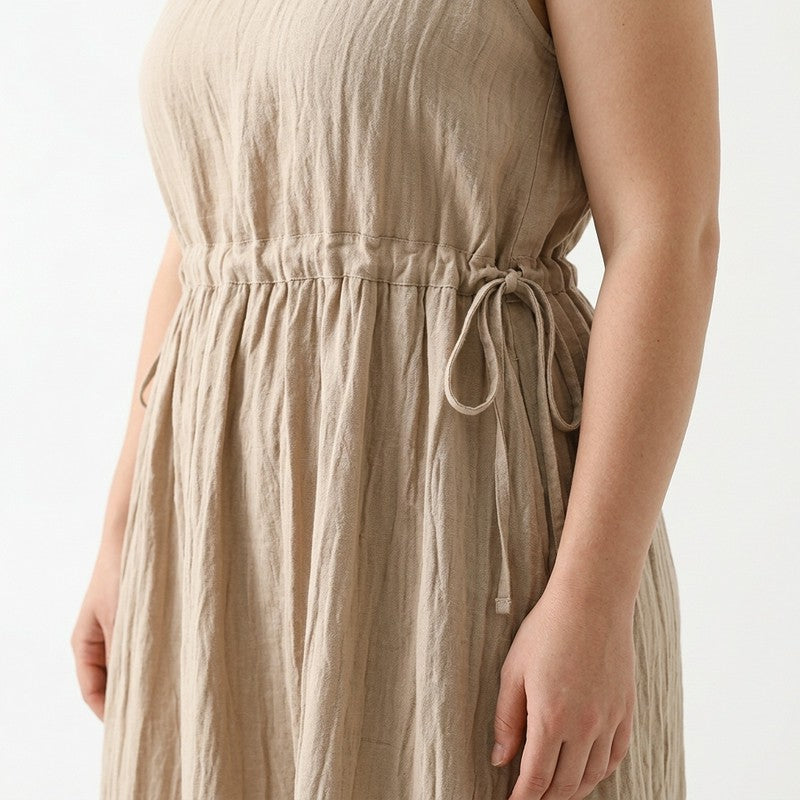 Ramie Lyocell Drawstring Midi Dress - image 9