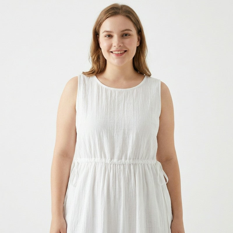 Ramie Lyocell Drawstring Midi Dress - image 3