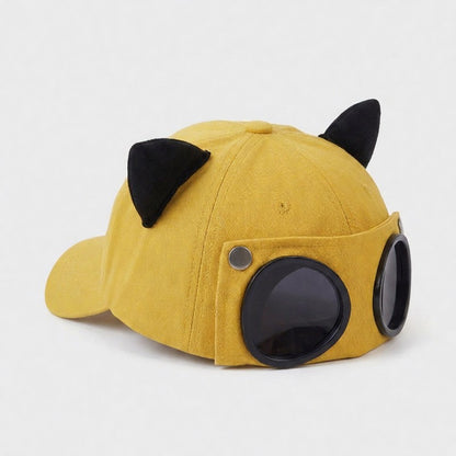 Goggle Accent Cat Ear Hat - Yellow - One Size - image 2