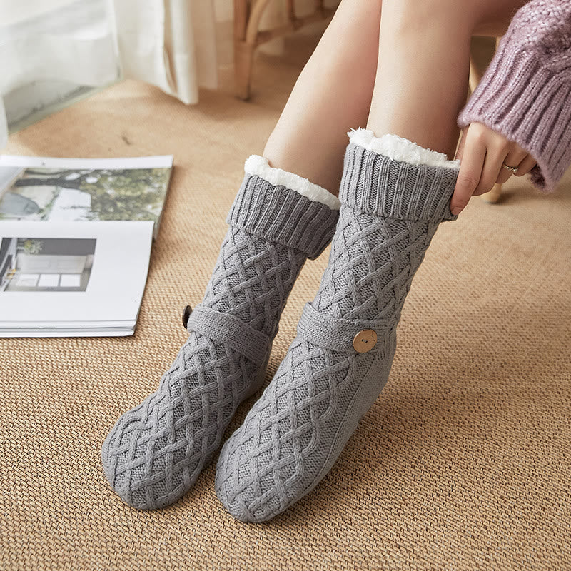 Christmas Wool Cozy Home Slipper Socks - Light Gray - EU36-42(US3-8.5) - image 5
