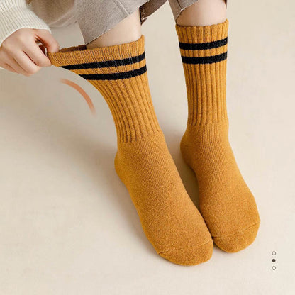 Striped Warm Wool Quarter Socks(5 Pairs) - image 1