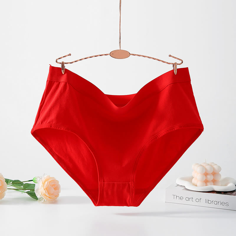 Simple High Waisted Strentch Panty(4 Packs) - Red - 5XL - image 1