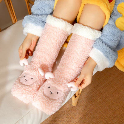 Lamb Design Coral Fleece Winter Slipper Socks - image 5