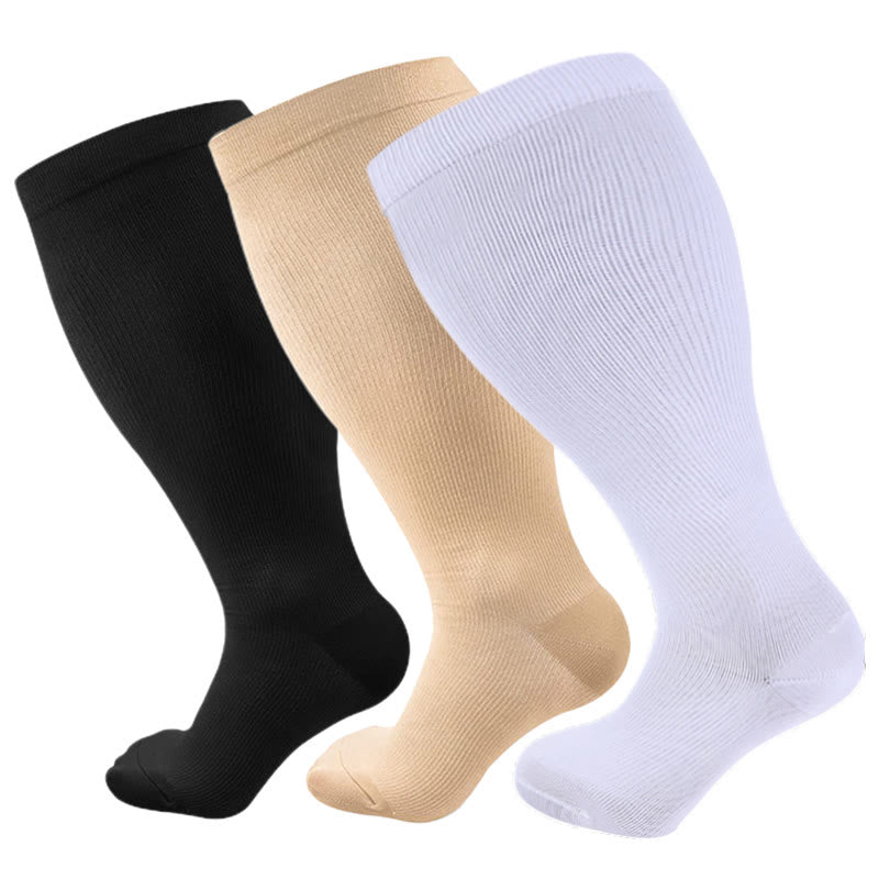 Solid Color Plus Size Compression Socks 2XL-7XL (3 Pairs) - image 11