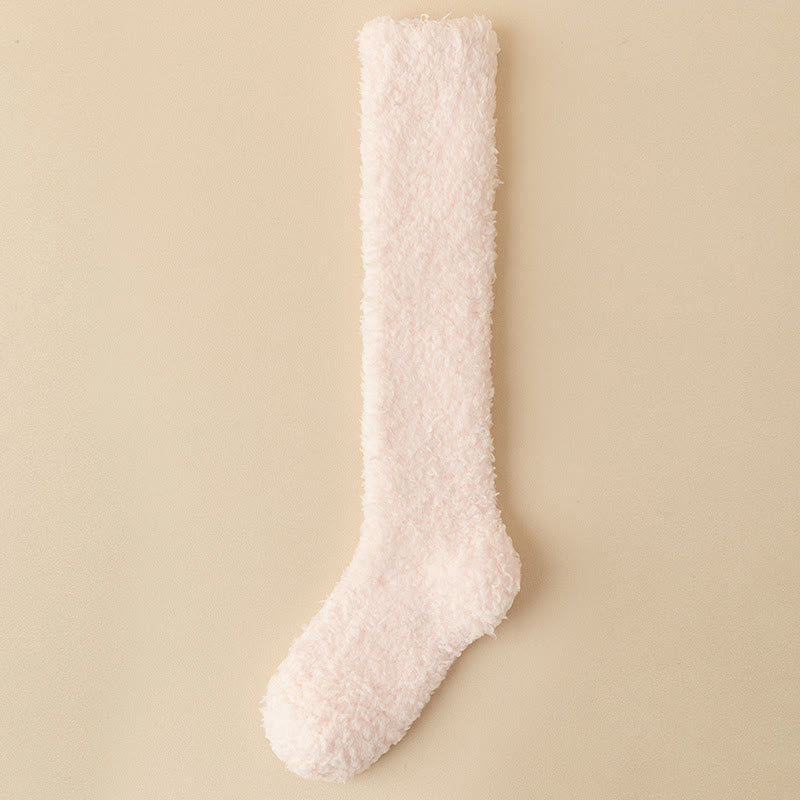 Plus Size Thickened Plush Knee High Socks(5 Pairs) - Light Pink - EU36-43(US3-9) - image 10