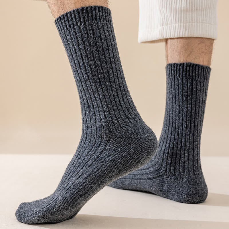 Plus Size Solid Color Warm Quarter Socks(6 Pairs) - image 0