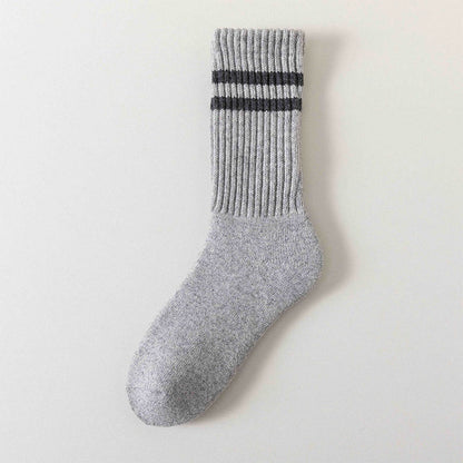 Plus Size Striped Warm Wool Quarter Socks(5 Pairs) - Light Gray - EU36-44(US3-10) - image 8