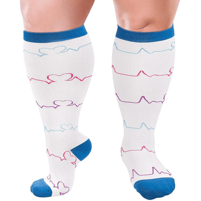 Electrocardiogram Pattern Plus Size Compression Socks(3 Pairs) - image 10