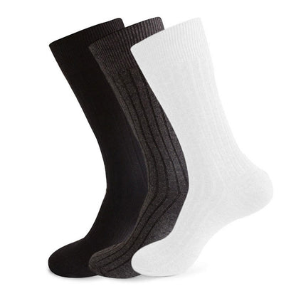 Plus Size Solid Stripes Crew Socks(3 Pairs)