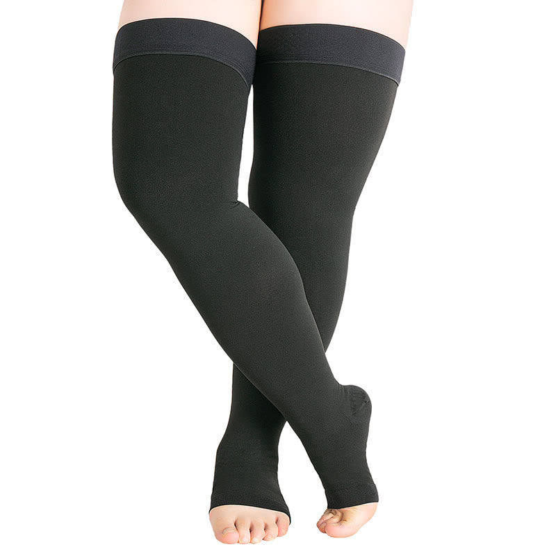 Plus Size Thigh High Open Toe Medical Compression Socks - image 0