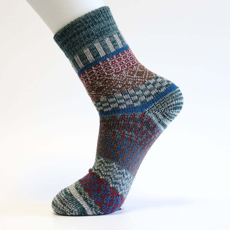 Thick Wool Quarter Socks(5 Pairs) - Dark Green - EU38-44(US5-10) - image 3