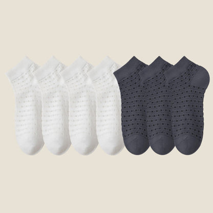 Hollow Mesh Ankle Socks(7 Pairs) - White*4+Dark Grey*3 - EU38-44(US5-11) - image 11