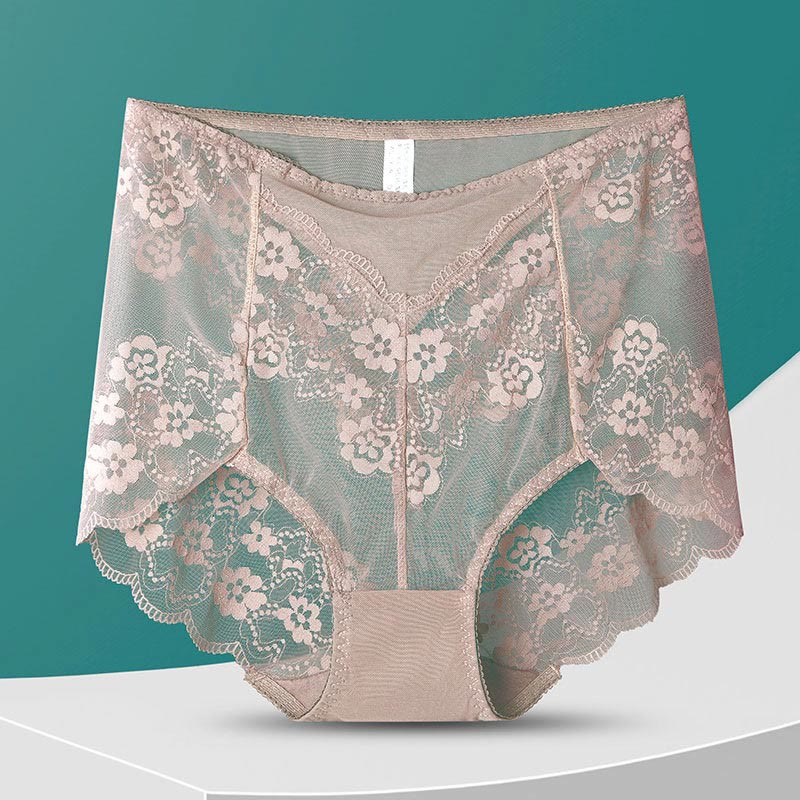 High-Waisted Floral Panty(5 Pairs) - Khaki - 3XL - image 21