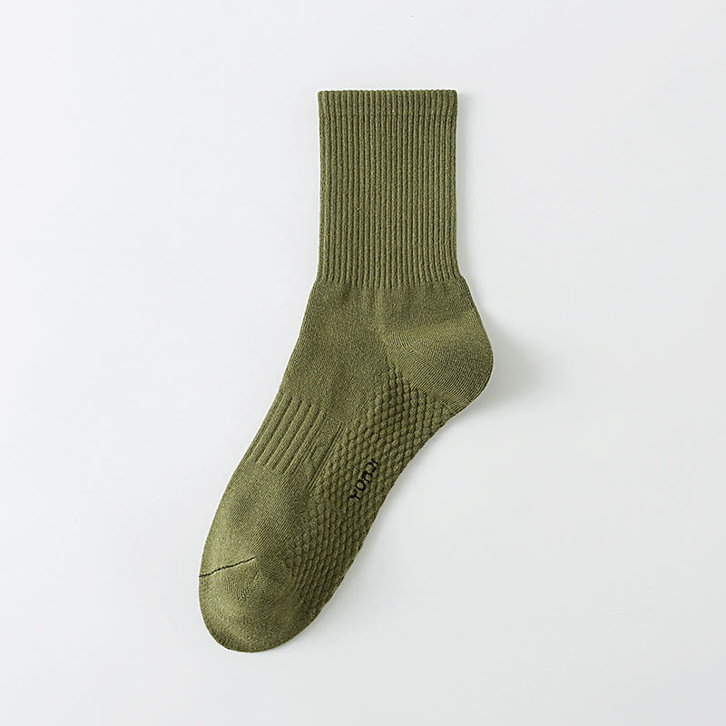 Solid Color Thickened Quarter Socks(5 Pairs) - Army Green - EU40-48(US7-13) - image 9