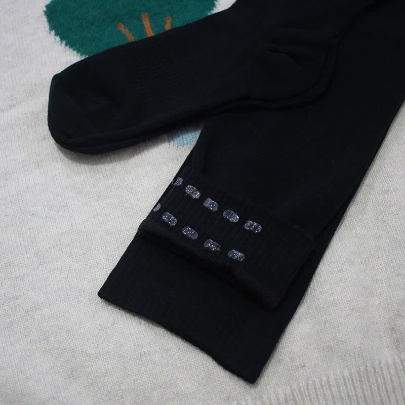 Cotton Thick Thigh High Socks - Black - With Silica Gel - image 8
