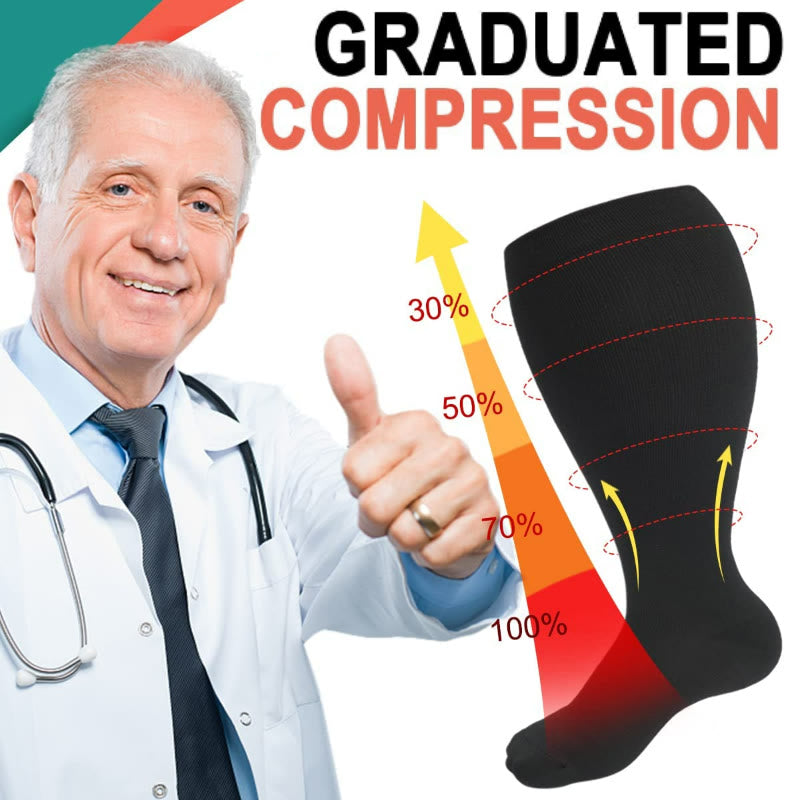Solid Color Plus Size Compression Socks 2XL-7XL (3 Pairs) - image 4