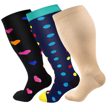 Plusock Skin Heart Dot Plus Size Compression Socks 2XL-7XL(3 Pairs) - image 12
