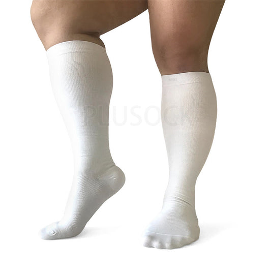 White Plus Size Compression Socks 2XL-7XL(15-20mmHg) - White - 7XL - image 0