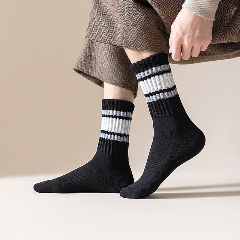 Plus Size Thickened Stripes Quarter Socks(7 Pairs) - image 2