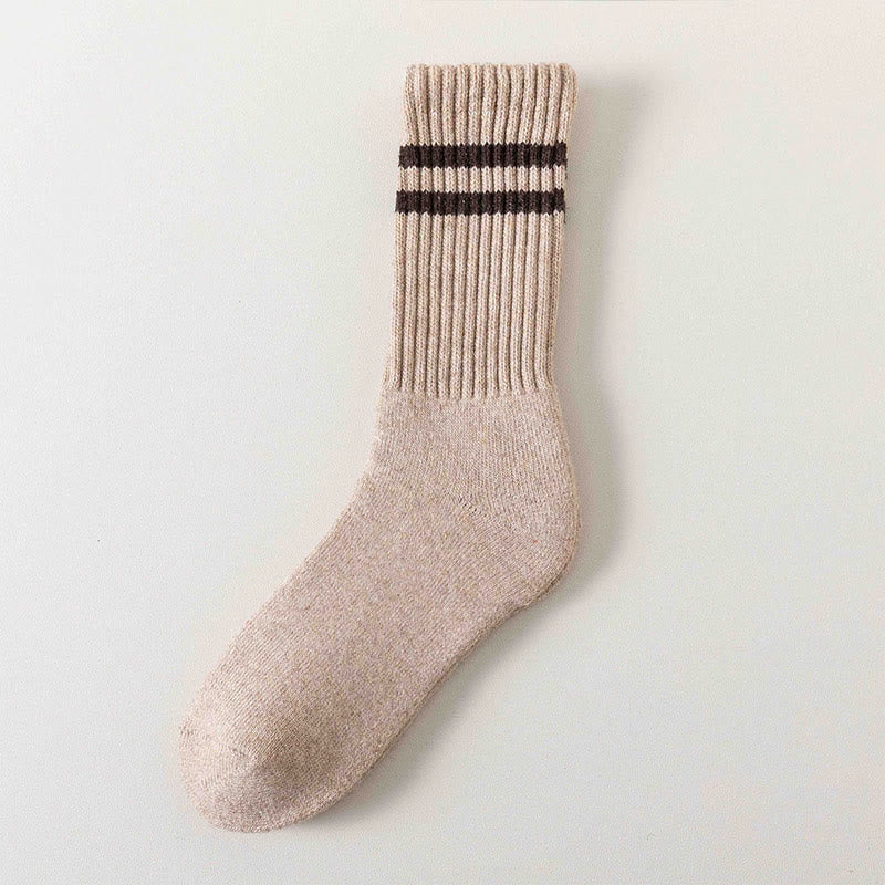 Plus Size Striped Warm Wool Quarter Socks(5 Pairs) - Camel - EU36-44(US3-10) - image 11