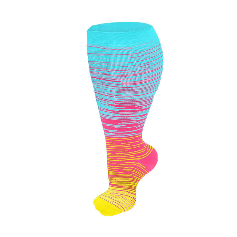 Plus Size Bright Stripe Compression Socks 2XL-7XL(3 Pairs) - Pink - 7XL - image 16