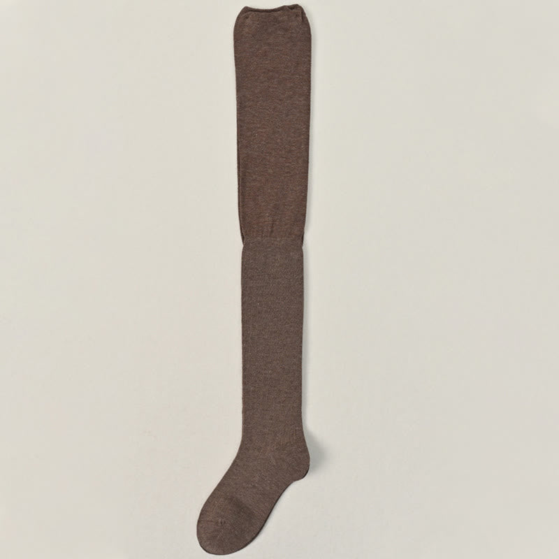 Solid Color Thigh High Socks(2 Pairs) - Coffee - EU36-40(US3-7) - image 8