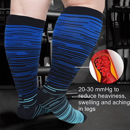 2XL-7XL Colorful Cool Lines Plus Size Compression Socks