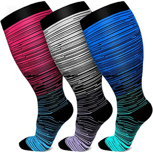 2XL-7XL Colorful Cool Lines Plus Size Compression Socks(3 Pairs) - image 7