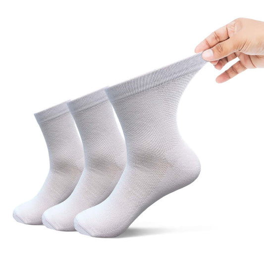 Plus Size Toe Seamless Crew Socks(3 Pairs) - 42-48 - White - image 0