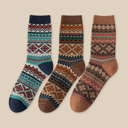 Retro Breathable Quarter Socks(3 Pairs) - Navy Blue+Brown+Coffee - EU39-46(US6-12) - image 11