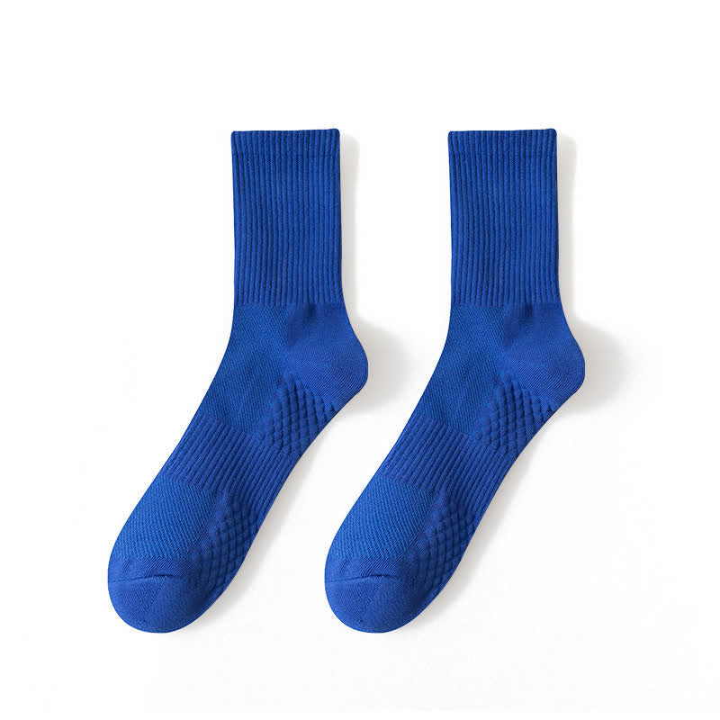 Solid Breathable Quarter Socks(4 Pairs) - EU43-48(US6-12) - Blue - image 5