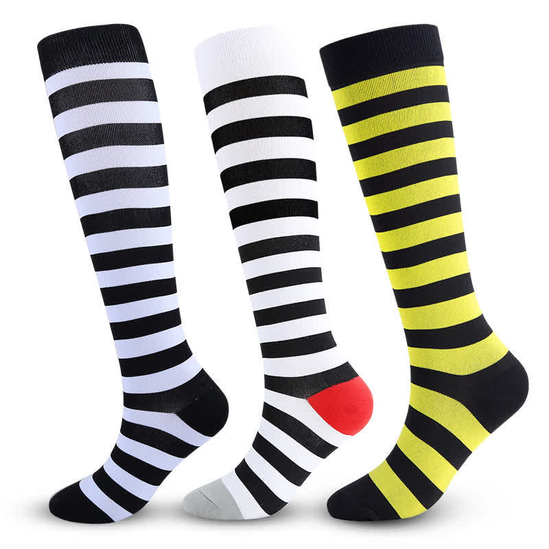 Colorful Striped Compression Socks(3 Pairs) - image 0