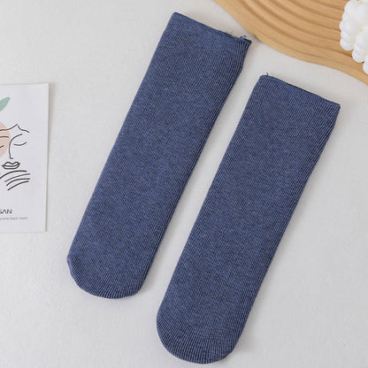 Plus Size Solid Color Fleece Crew Socks(6 Pairs) - Blue - EU34-45(US1-11) - image 15