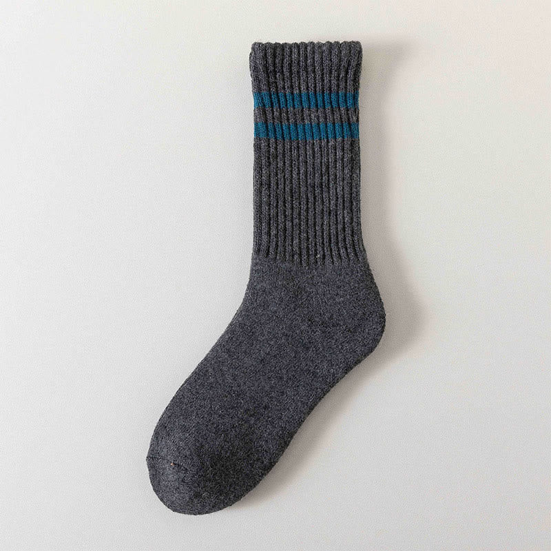 Striped Warm Wool Quarter Socks(5 Pairs) - Dark Grey - EU36-44(US3-10) - image 5