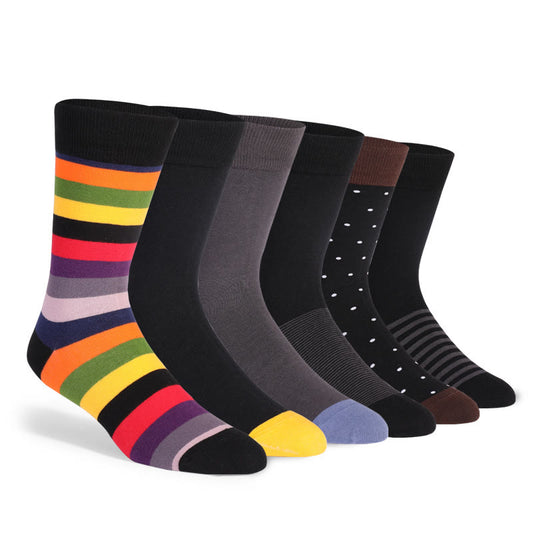 Plusock Color Stripes Crew Socks(6 Pairs) - EU42-48(US8-13) - Multicolor - image 0