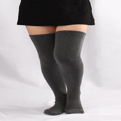 Dark Grey Thigh High Socks - Dark Grey - One Size - image 0