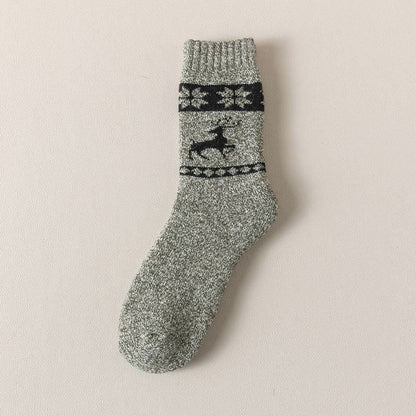 Elk Pattern Thickened Wool Quarter Socks(5 Pairs) - Army Green - EU39-46(US6-12) - image 5