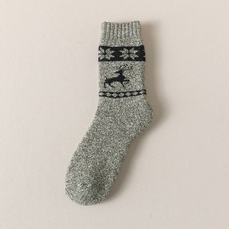 Elk Pattern Thickened Wool Quarter Socks(5 Pairs) - Army Green - EU39-46(US6-12) - image 5